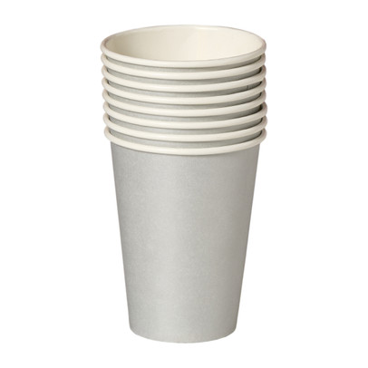 Papieren bekers - zilverkleurig - set van 8
