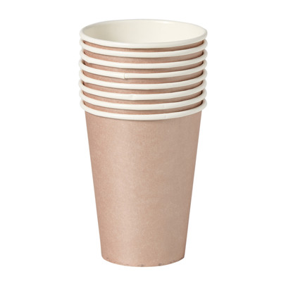 Papieren bekers - roségoudkleurig - set van 8