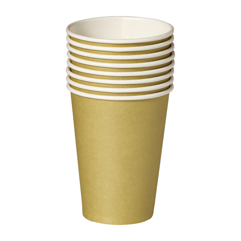 Papieren bekers - goudkleurig - set van 8