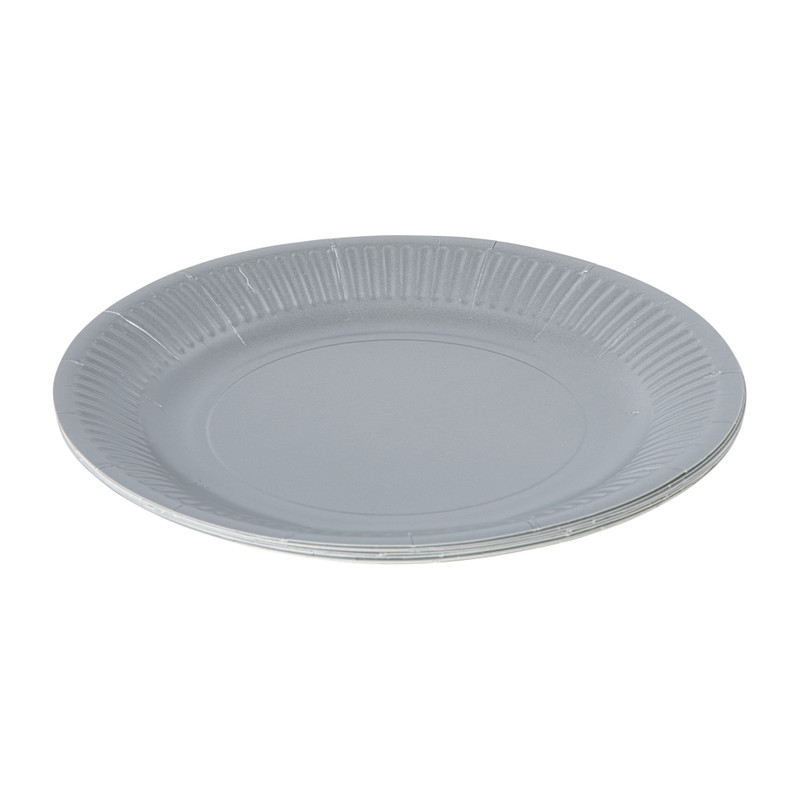 Papieren bordjes - zilverkleurig - set van 8 