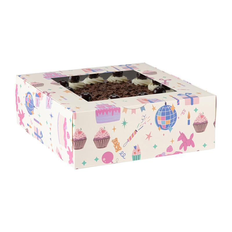 Gebaksdoos - multikleur - 10x28x28 cm 