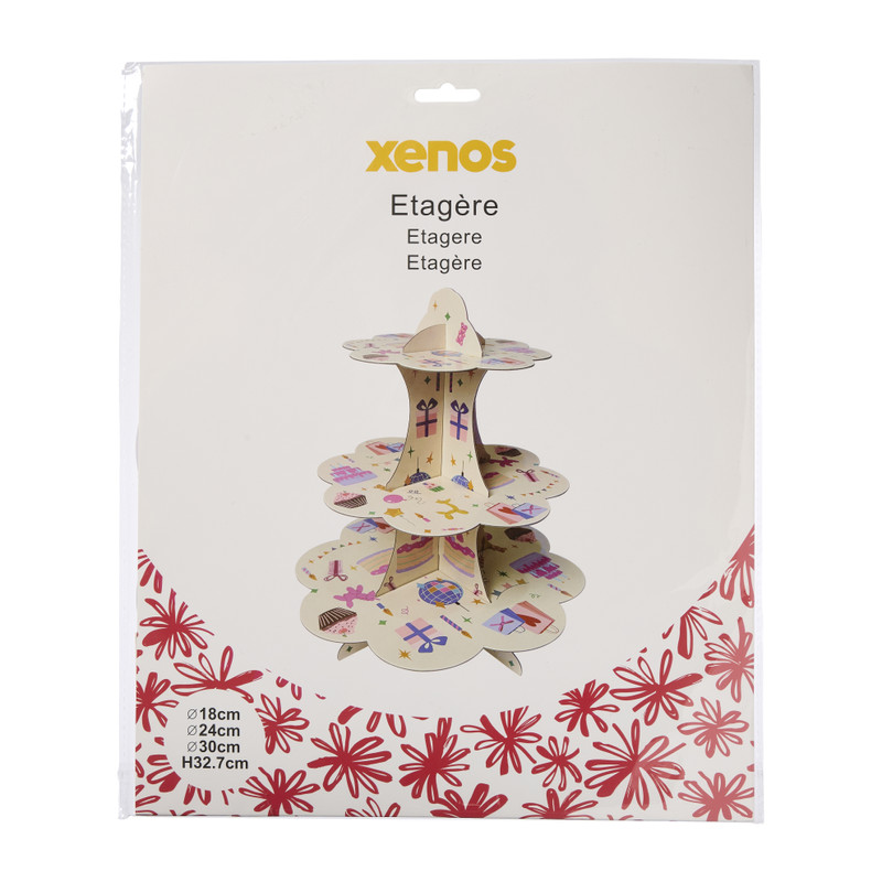 Etagère papier 3-laags - multikleur - 32 cm