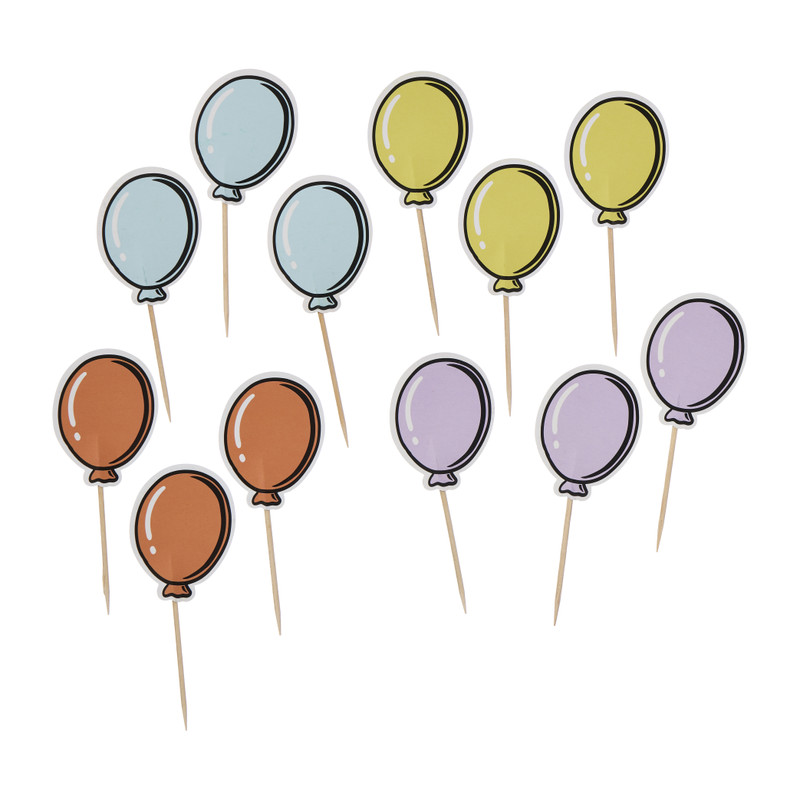 Cocktailprikkers ballon - multikleur - set van 12
