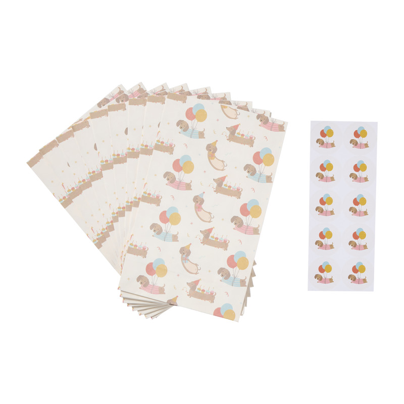 Papieren zakjes teckel - multikleur - set van 10