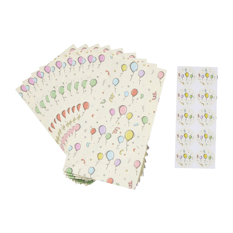 Papieren zakjes ballon - multikleur - set van 10