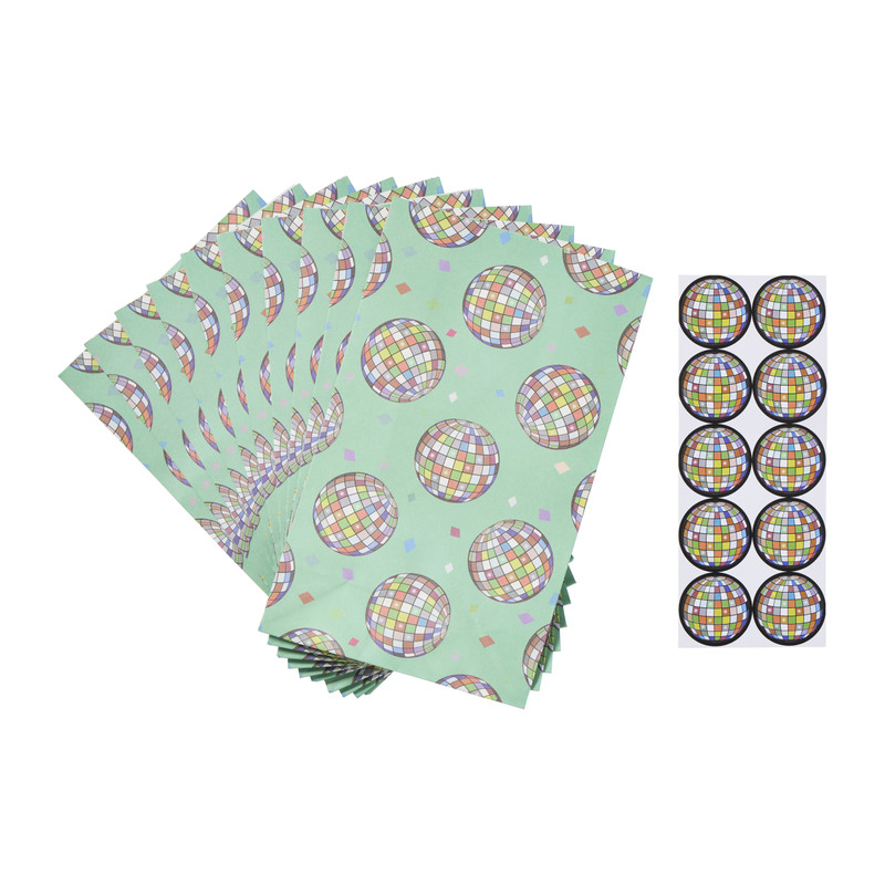 Papieren zakjes discobal - multikleur - set van 10