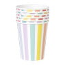 Papieren bekers gestreept pastel - set van 6