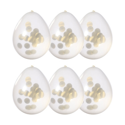 Confetti ballon - goudkleurig - set van 6