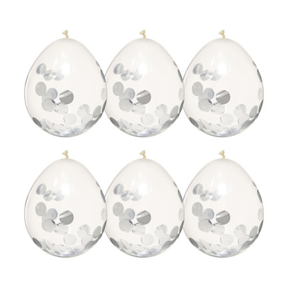 Confetti ballon - zilverkleurig - set van 6
