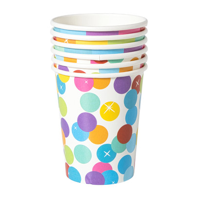 Papieren bekers regenboog - set van 6