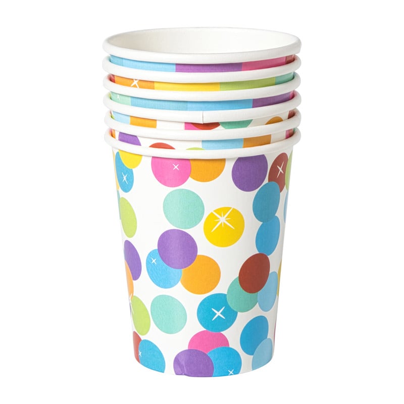 Papieren bekers regenboog - set van 6
