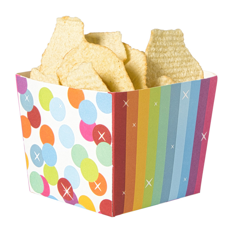 Papieren snackcups regenboog - set van 5 - ø8,5x9,5 cm