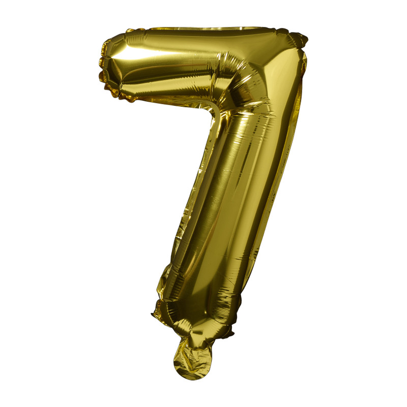 Folieballon cijfer 7 - goudkleurig - 40 cm