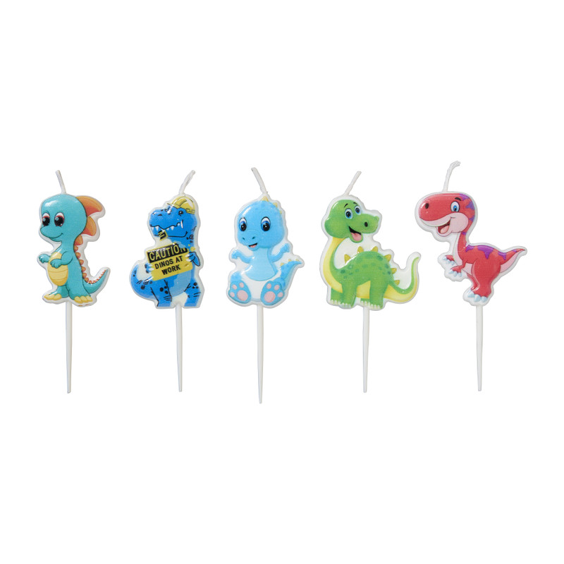 Taartkaarsjes dino - set van 5