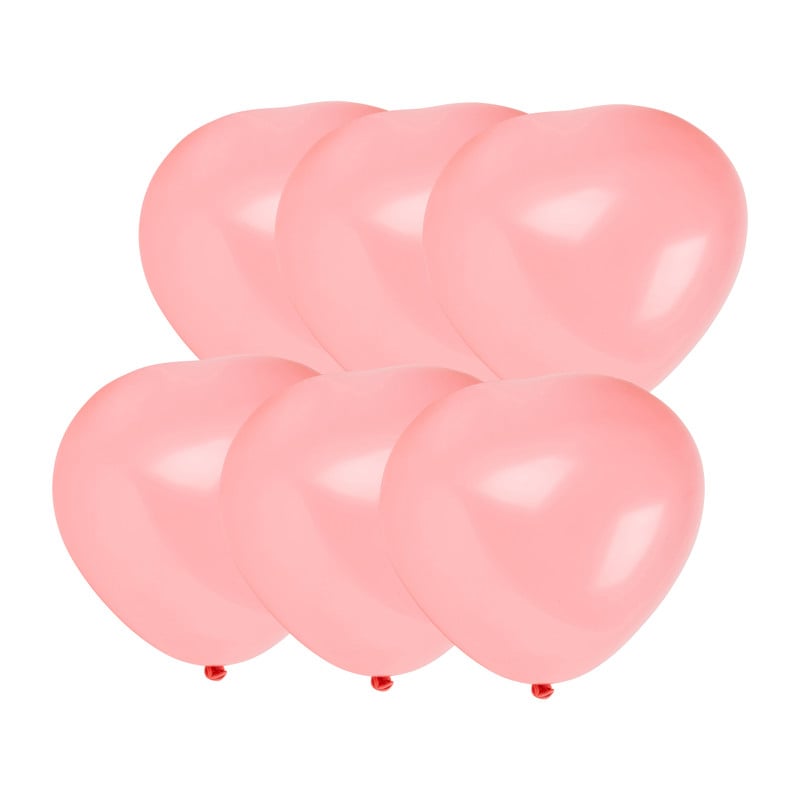 Ballon hartvorm - roze - 6 stuks