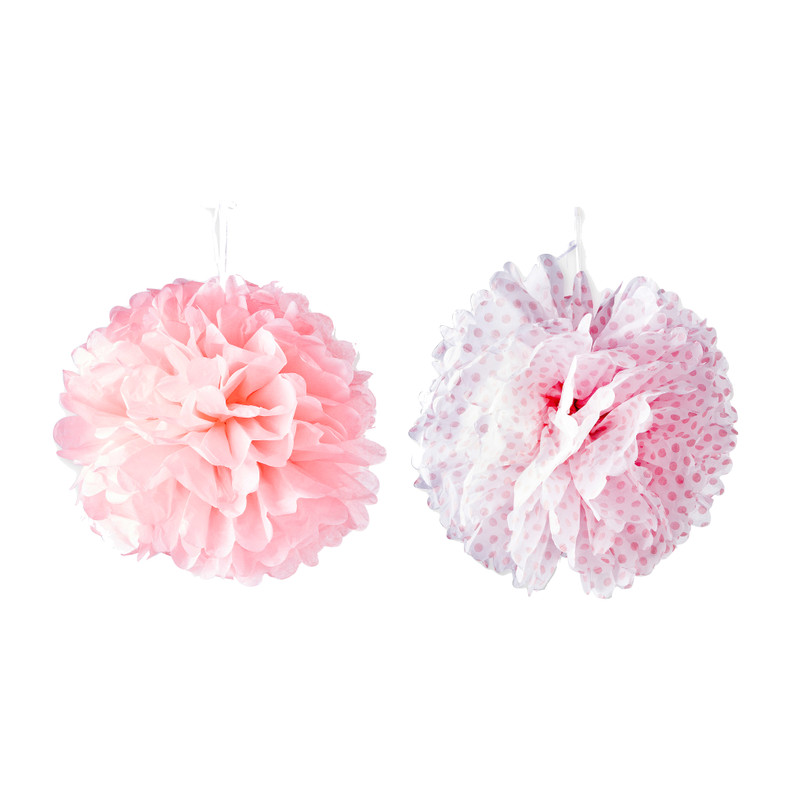 Pompoms - roze - set van 2