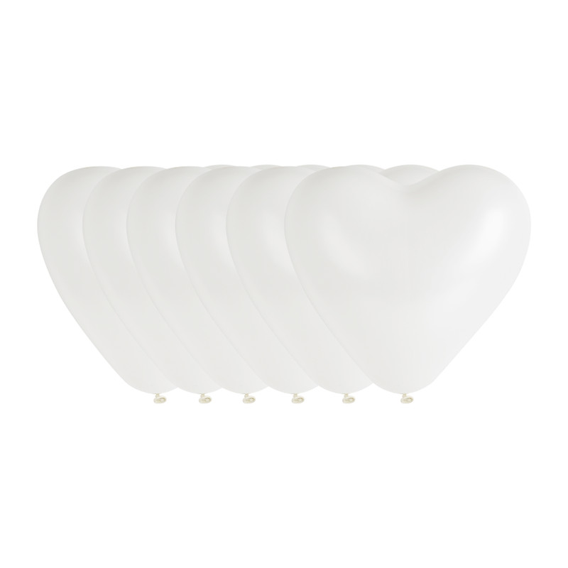 Ballonnen hartvorm - wit - 6 stuks