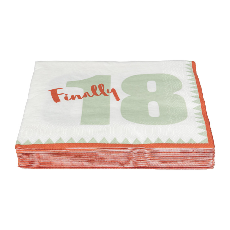 Servetten 18 jaar -  20 stuks