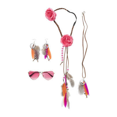 Feestset hippie met accessoires - set van 4