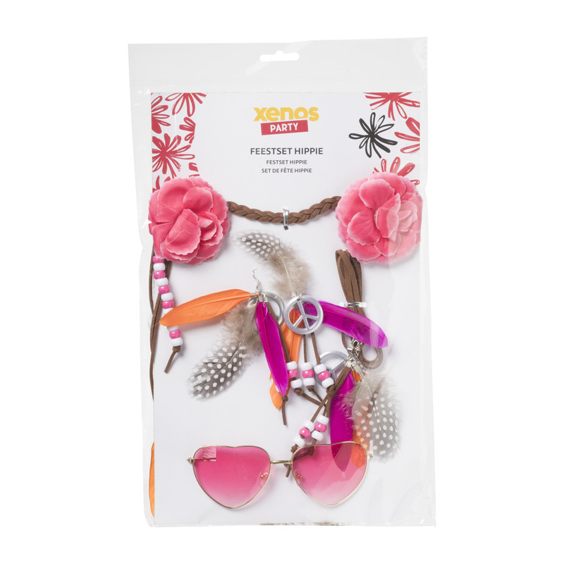 Feestset hippie met accessoires - set van 4
