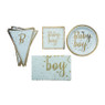 Bord baby boy - blauw/goudkleurig - set van 8