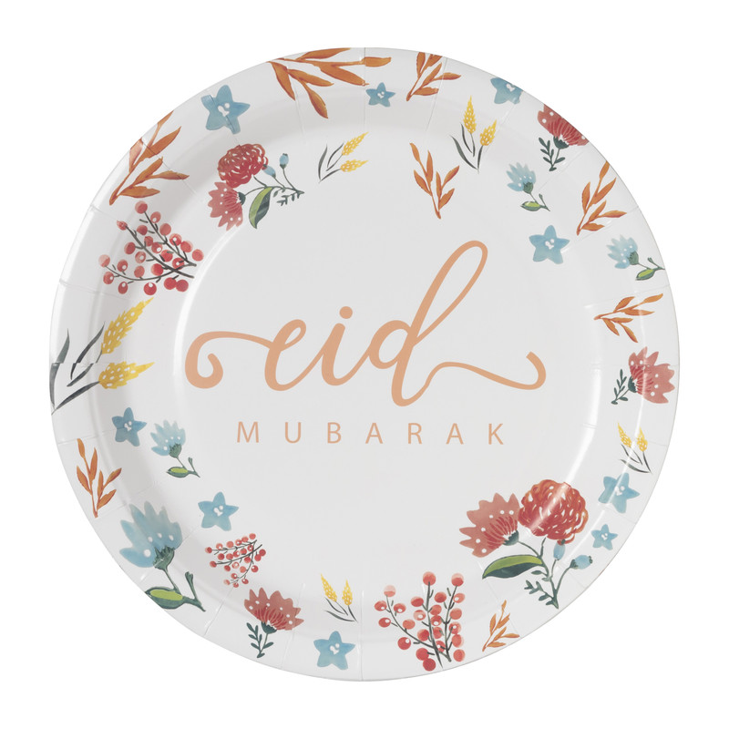 Bord Eid Mubarak - set van 8 - ø23 cm