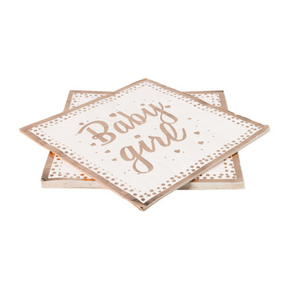 Servetten baby girl - roze/goudkleurig - set van 16