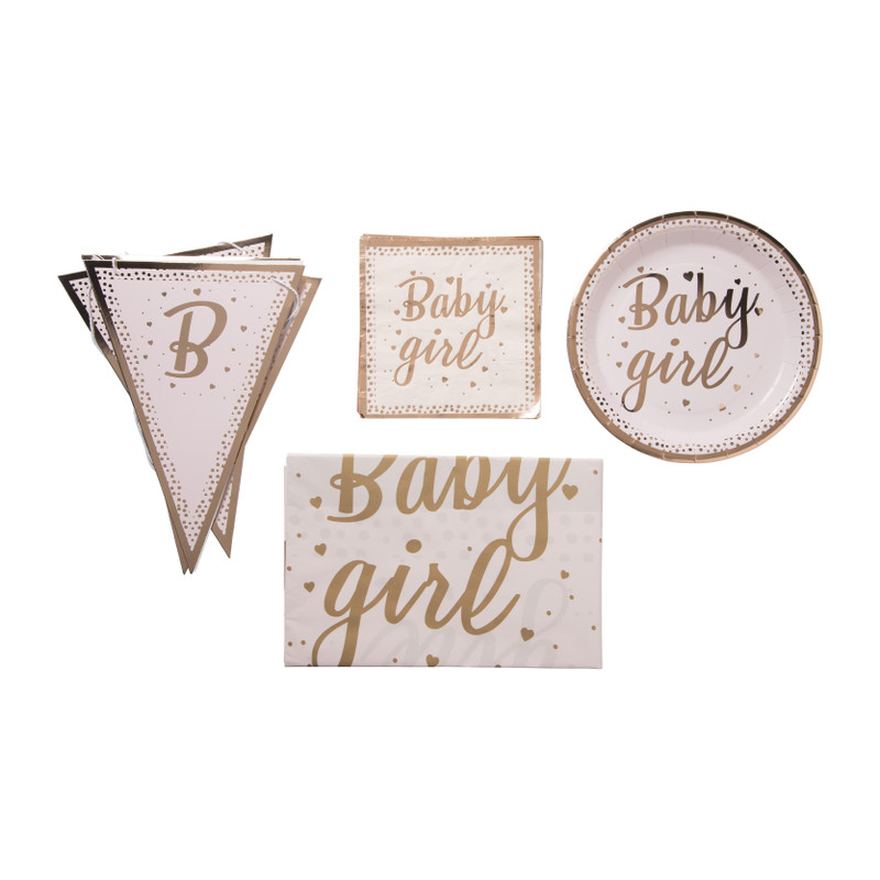 Tafelkleed baby girl - roze/goud - 136x220 cm