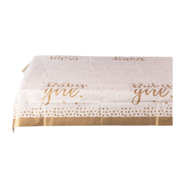Tafelkleed baby girl - roze/goud - 136x220 cm