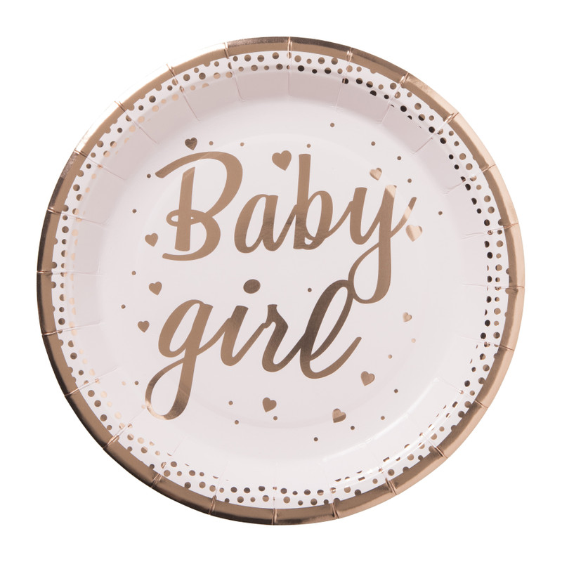 Bord baby girl - roze/koperkleurig - set van 8