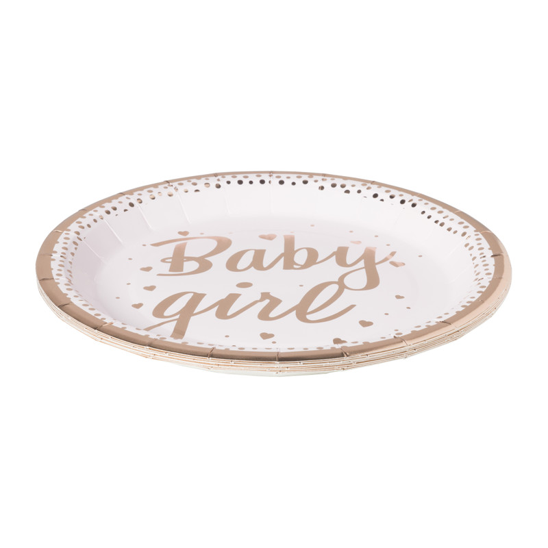 Bord baby girl - roze/koperkleurig - set van 8