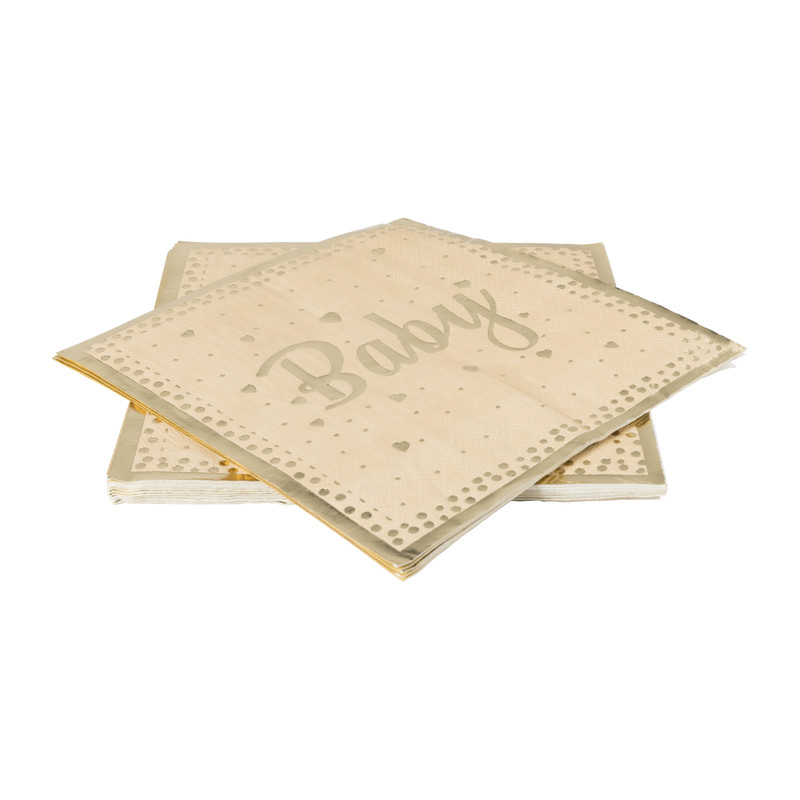 Servetten baby - goudkleurig - set van 16