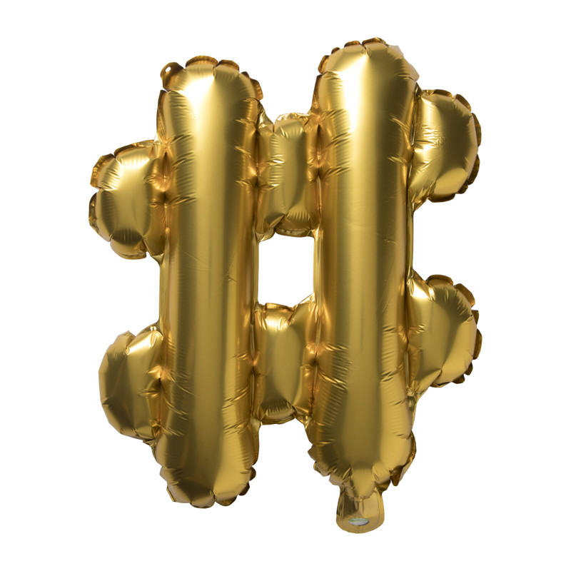 Folieballon # - goudkleurig - 40 cm