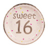 Bordjes sweet 16 - roze - set van 8