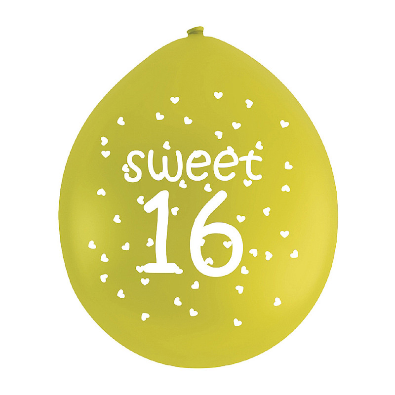 Ballon 16 jaar - diverse kleuren - set van 9