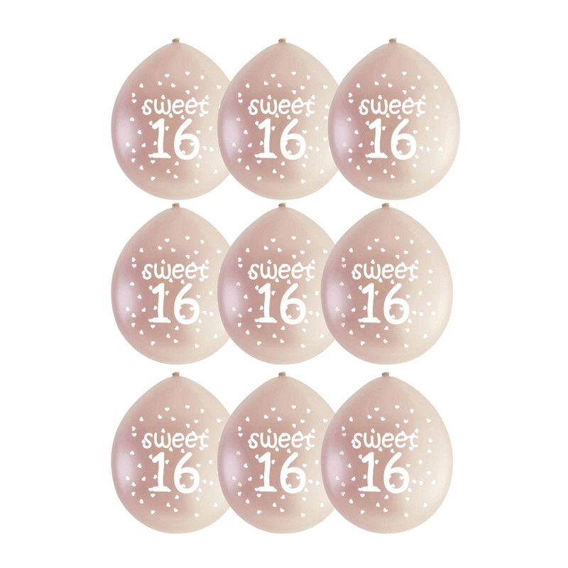 Ballon 16 jaar - diverse kleuren - set van 9