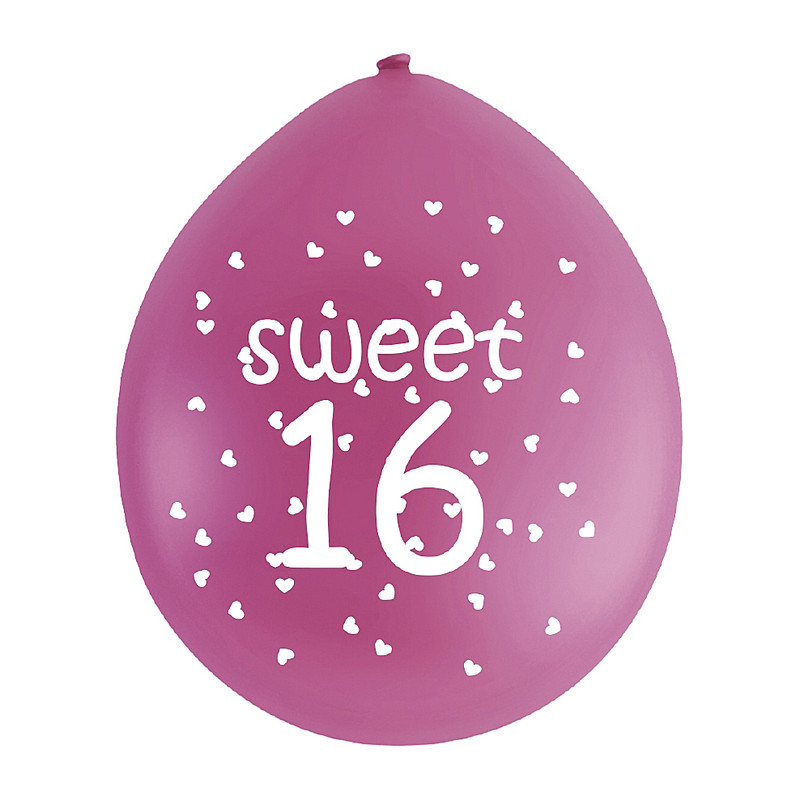 Ballon 16 jaar - diverse kleuren - set van 9