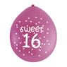 Ballon 16 jaar - diverse kleuren - set van 9