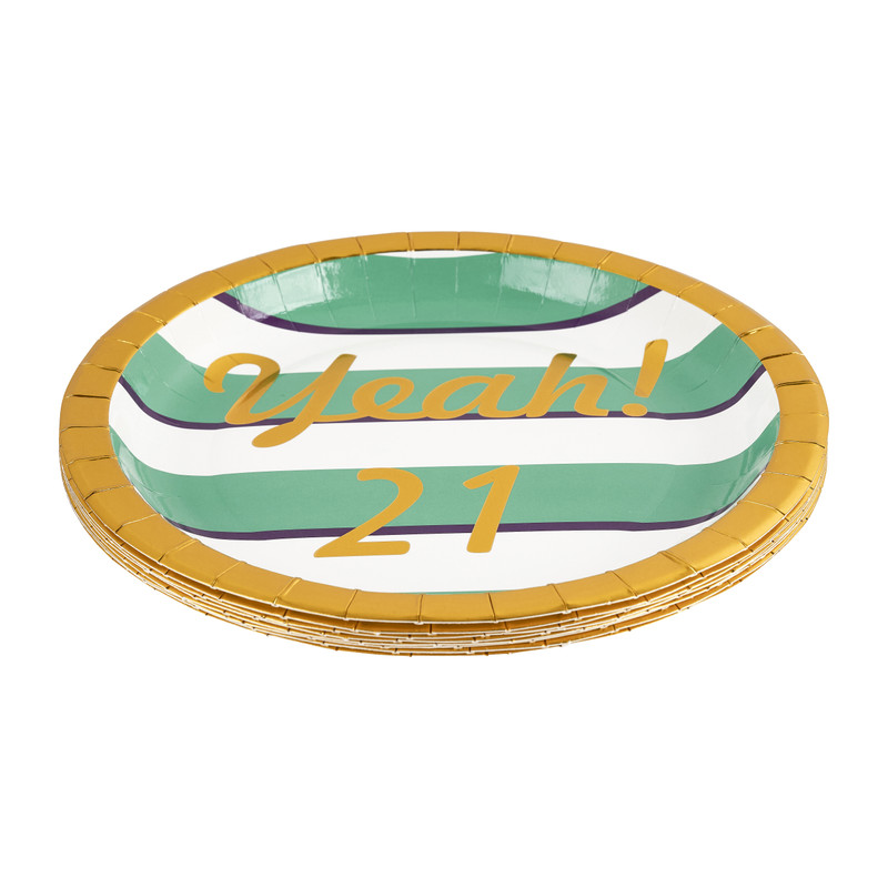 Bordjes Yeah! 21 - groen/goud/wit - set van 8