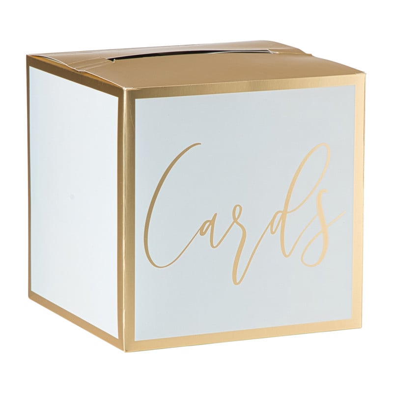 Cadeaubox voor kaarten - wit/goud - 23x23x23 cm