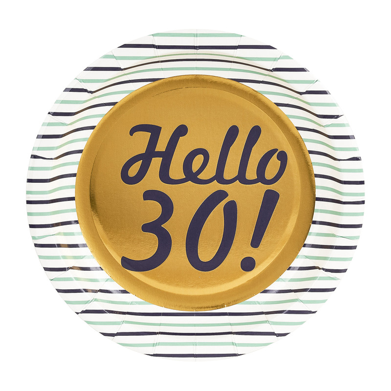 Bordjes Hello 30! - set van 8
