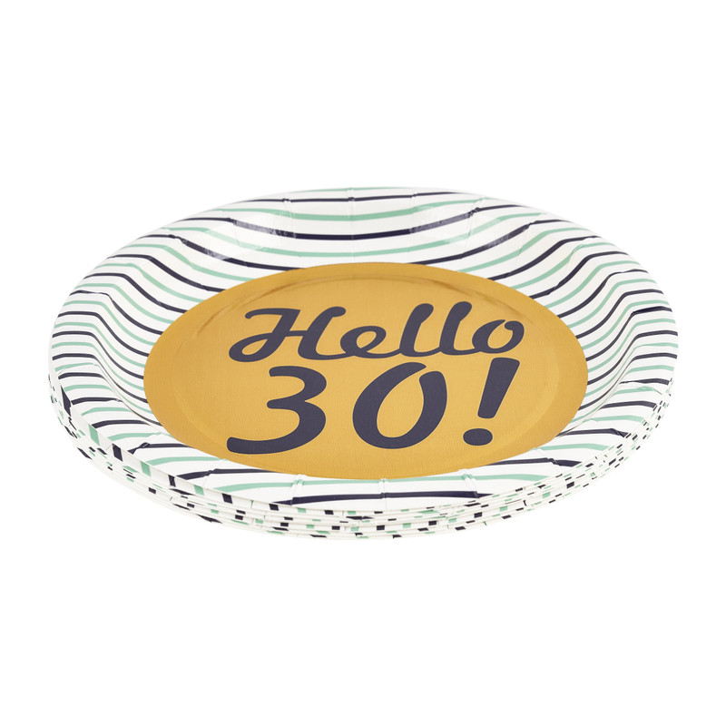 Bordjes Hello 30! - set van 8
