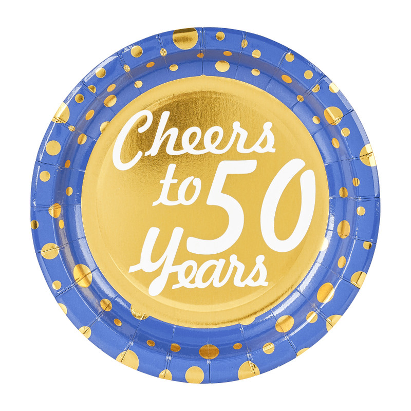 zacht Acteur mengsel Bordjes Cheers to 50 years - blauw/goud - 8 stuks | Xenos
