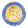 Bordjes Cheers to 50 years - blauw/goud - 8 stuks