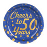Bordjes Cheers to 50 Years - blauw/goud - set van 8