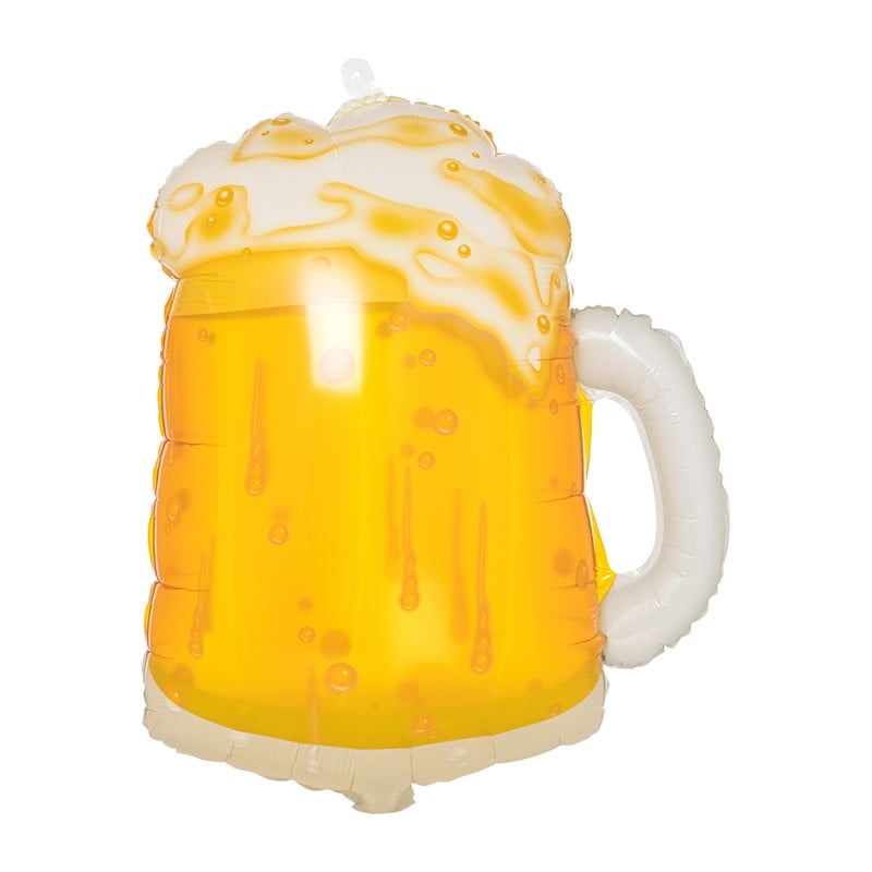 Folieballon bierpul - goud/wit - 60 cm