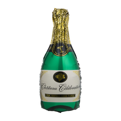 Folieballon XL champagnefles - groen/goud - 93 cm
