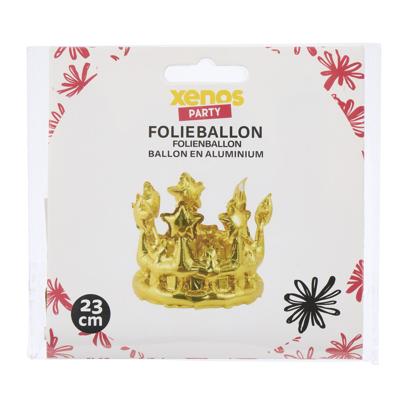 Folieballon kroon - goudkleurig - 23 cm