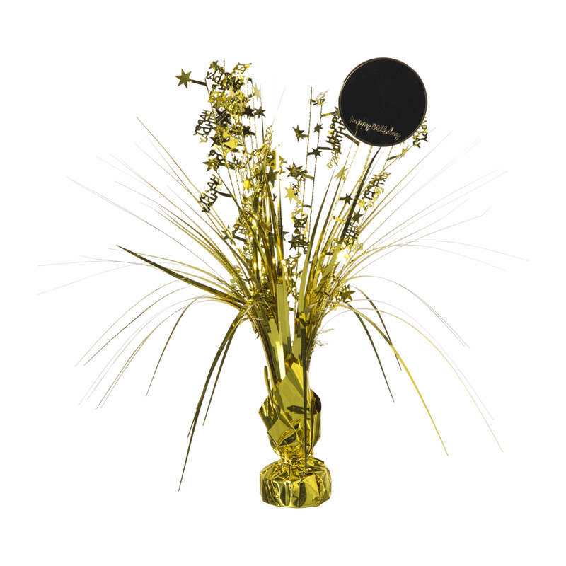 Tafeldecoratie happy birthday - goudkleurig - 42 cm