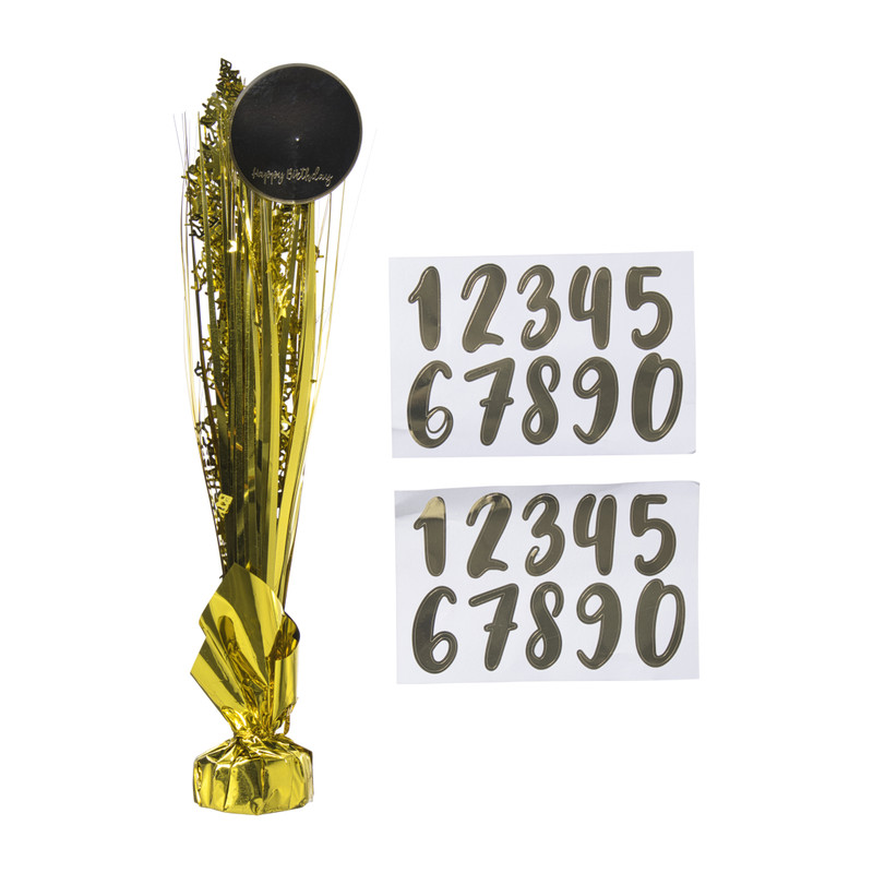 Tafeldecoratie happy birthday - goudkleurig - 42 cm